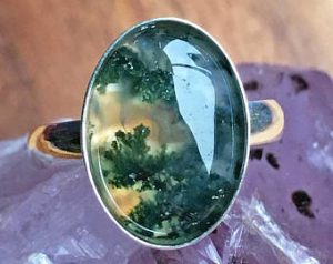 Green Moss Agate ring