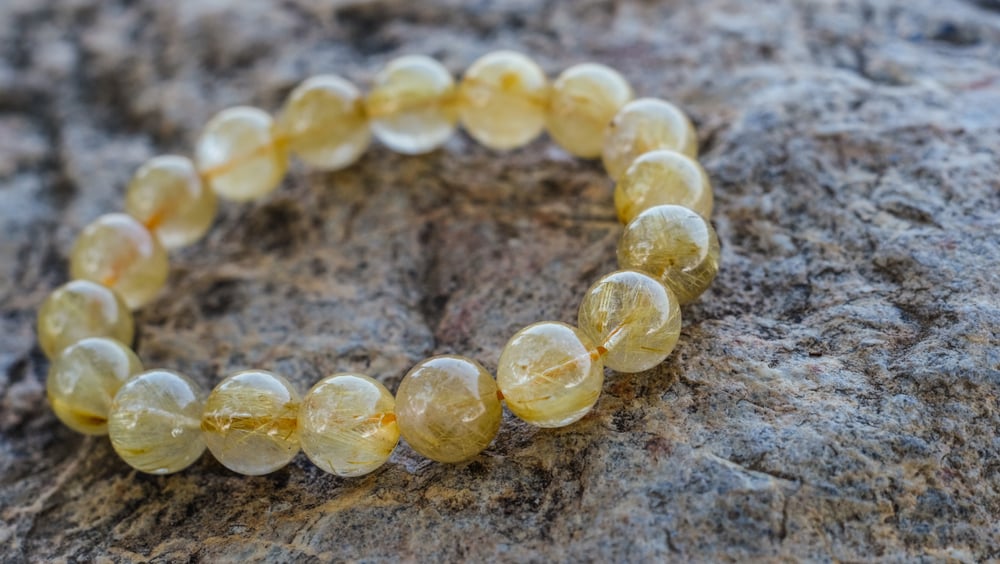 Green Rutilated Quartz Crystal Bracelet  Feng Shui Crystal Store